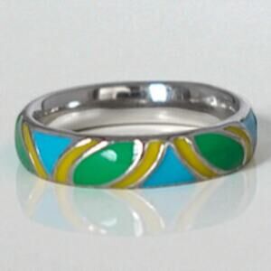 Sterling Silver 925 Multicolor Enamel Stackable Band Ring SIZE 6 Colorful
